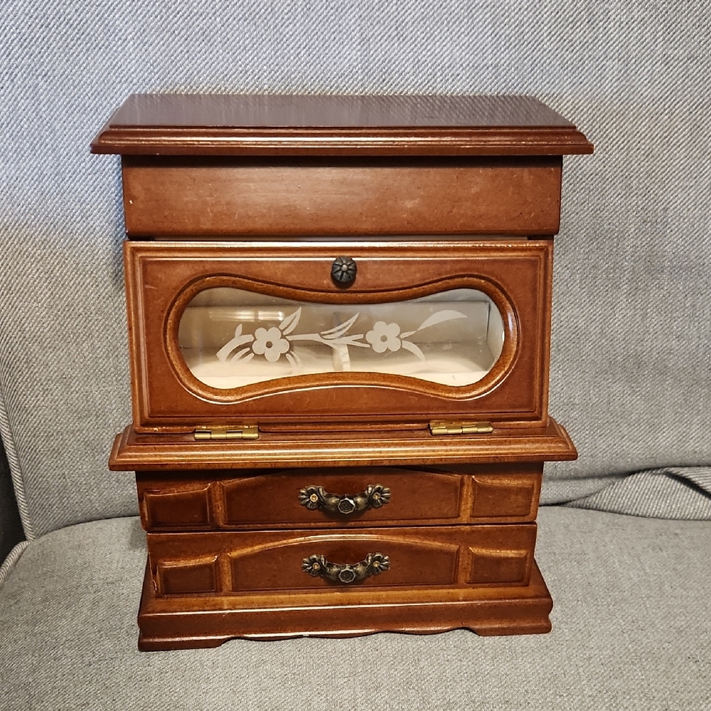 Vintage Jewelry Box Secretary Desk Style